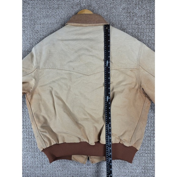 Vintage 90s Carhartt J13 Santa Fe Tan Brown Jacket Red Quilt Lined Mens Large - Picture 16 of 16